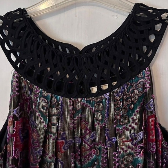 Anthropologie Moulinette Soeurs Linnea Silk Blend Velvet Burnout mini dress S - Picture 7 of 12